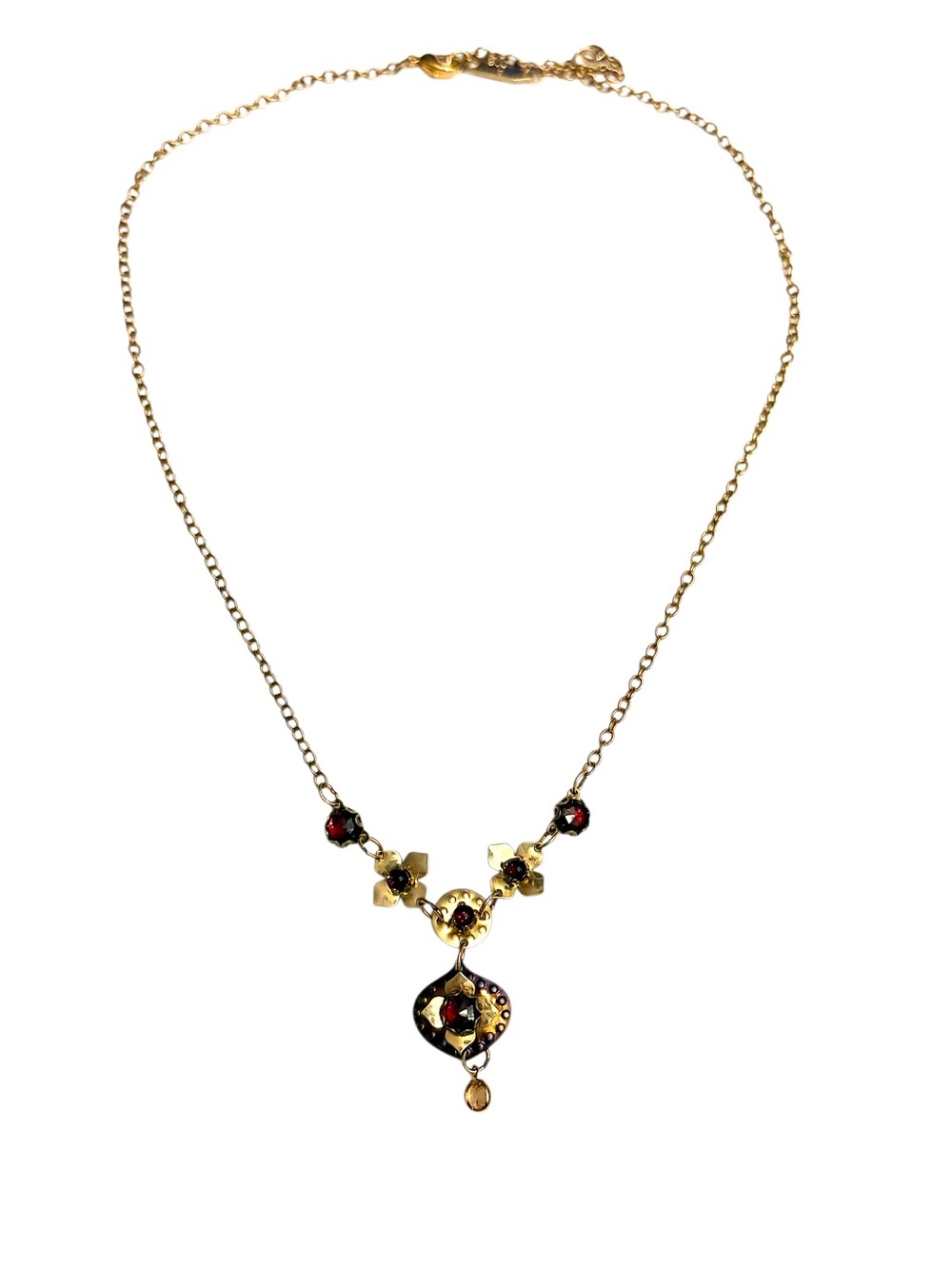 HOLLY YASHI Gold GARNET Floral Accent Necklace